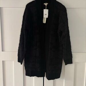 NWT Mystree Women's Open Front Super Soft Cardigan Black Animal‎ Print - Small